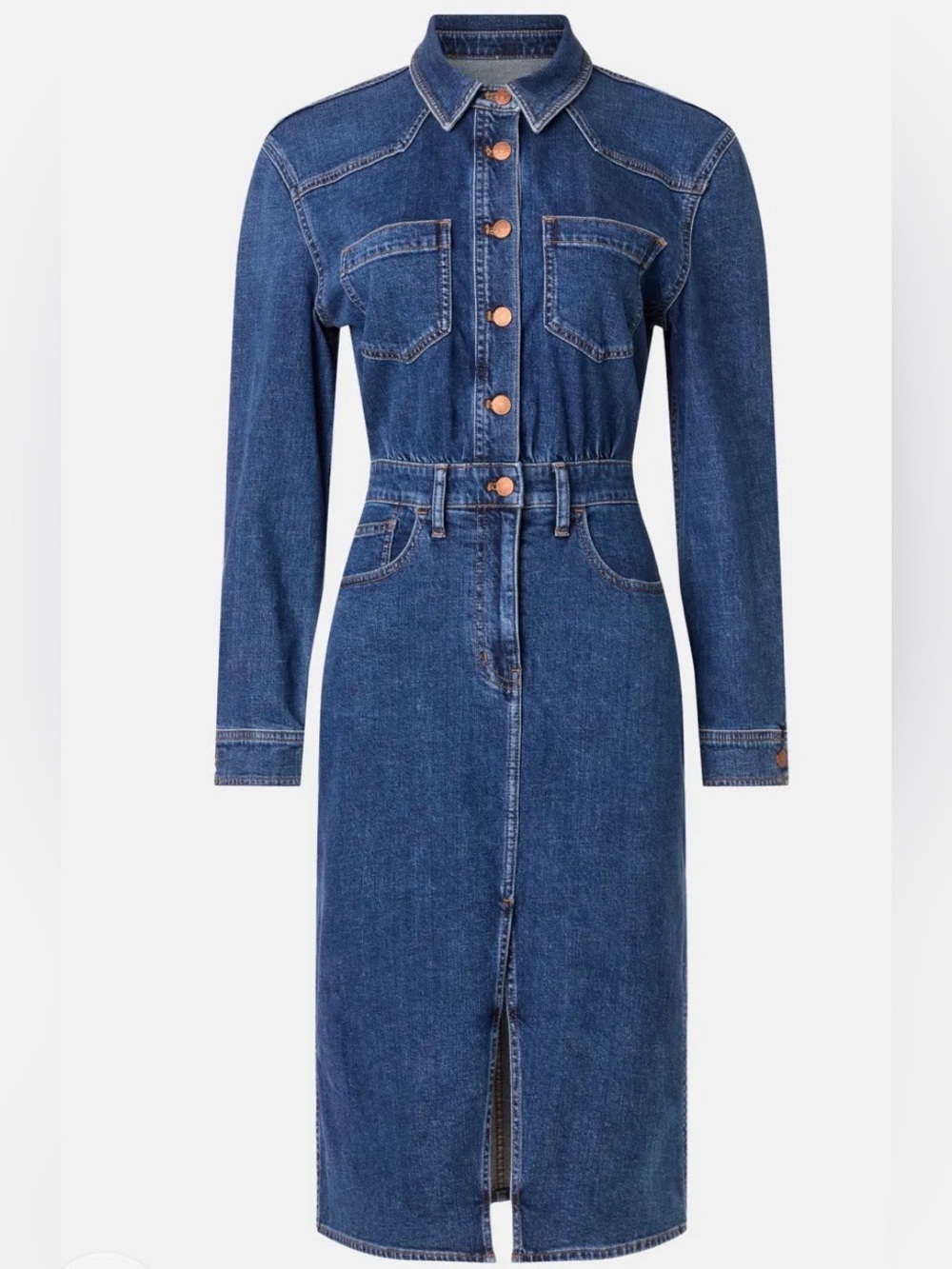 Madewell Dark Blue Denim Shirt Dress with Button Front